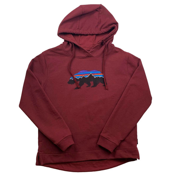 Patagonia Tops - Patagonia Women's XS Burgundy Pullover Uprisal Hoodie Fitz Roy Bear Sweatshirt